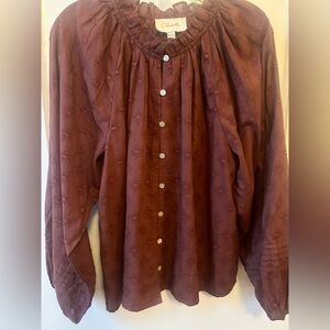 Cleobella brown peasant blouse Large